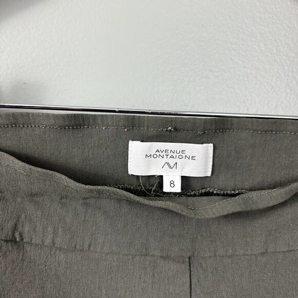 Avenue Montaigne Leo Signature Pant Cropped Flare Stretch Olive Green 8 Medium - Picture 7 of 9